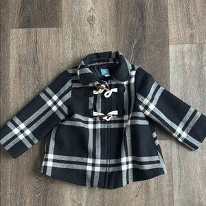 Baby Gap Black and White Plaid Peacoat with zipper.  Girl size 2.